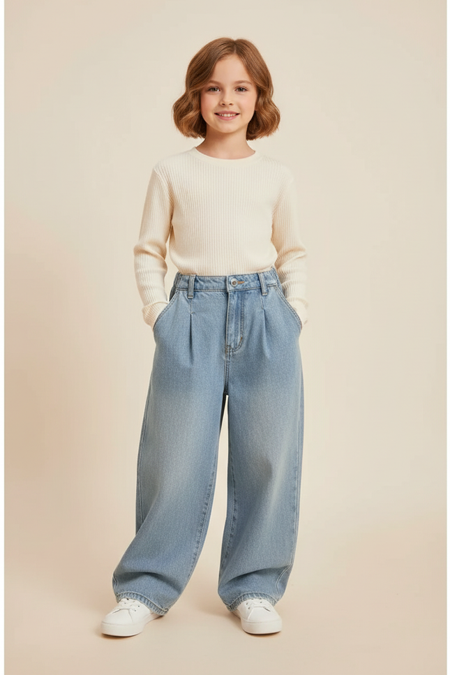 Pantalon Baggy Jean Bleu Ample Confort Décontracté