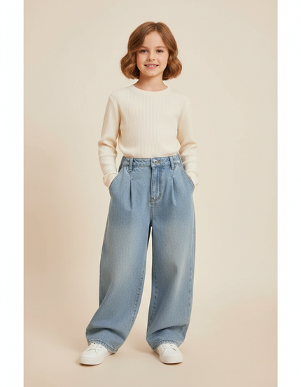 Pantalon Baggy Jean Bleu Ample Confort Décontracté