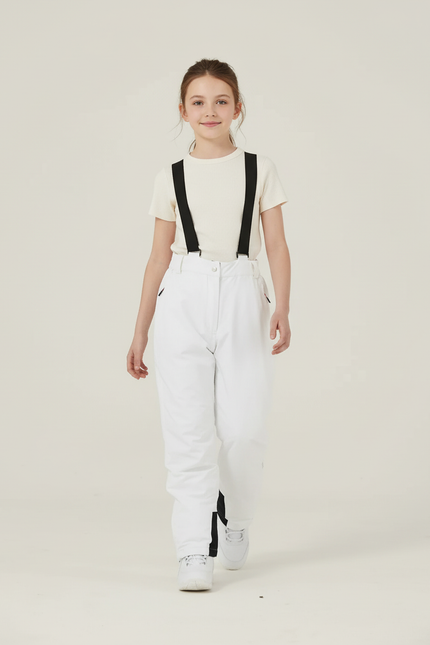 Pantalon Baggy Blanc Imperméable Bretelles Ski Enfant - Polyester