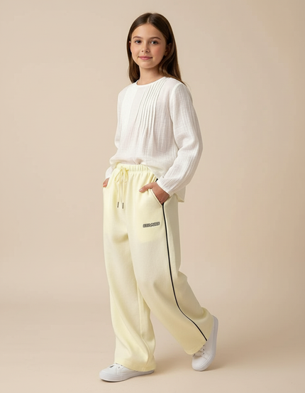 Pantalon Baggy Jaune Ample Décontracté Rayures - Molleton