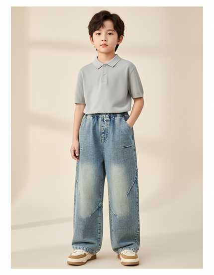 Pantalon Baggy Jean Ample Bleu Délavé Garçon