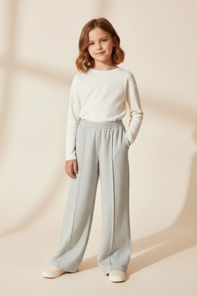 Pantalon Baggy Gris Ample Décontracté Enfant - Molleton