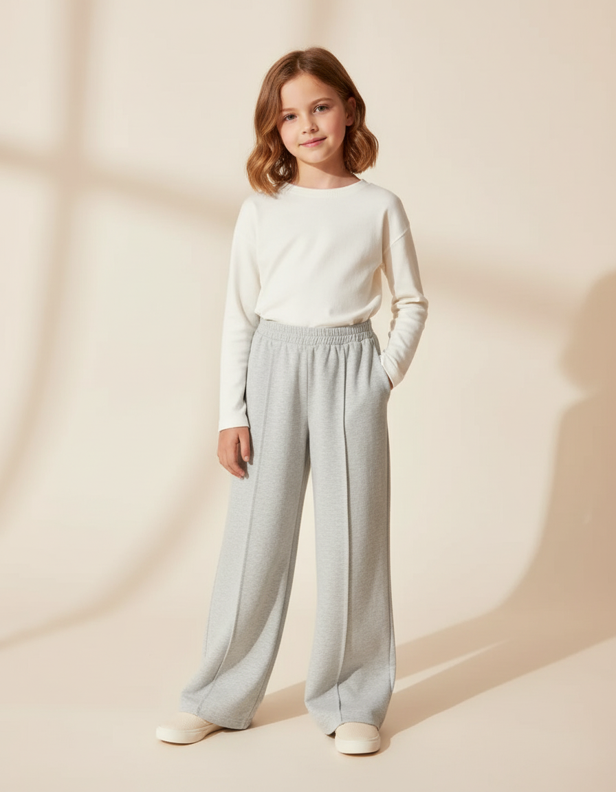 Pantalon Baggy Gris Ample Décontracté Enfant - Molleton