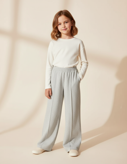 Pantalon Baggy Gris Ample Décontracté Enfant - Molleton