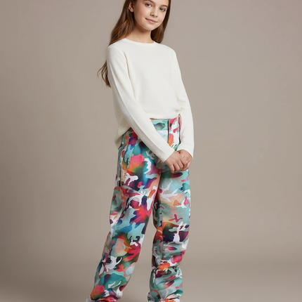 Pantalon Baggy Camouflage Coloré Fille Imperméable Hiver - Multicolore Polyester