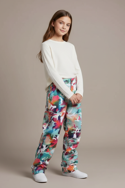 Pantalon Baggy Camouflage Coloré Fille Imperméable Hiver - Multicolore Polyester