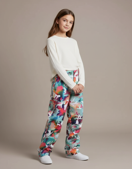 Pantalon Baggy Camouflage Coloré Fille Imperméable Hiver - Multicolore Polyester