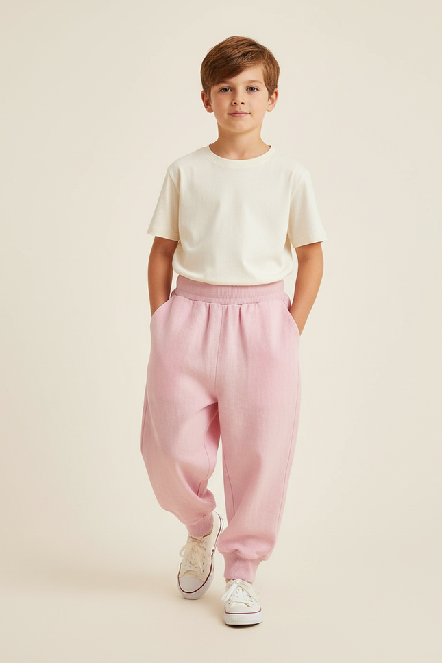 Pantalon Baggy Rose Coton Ample Confortable Enfant - Molleton