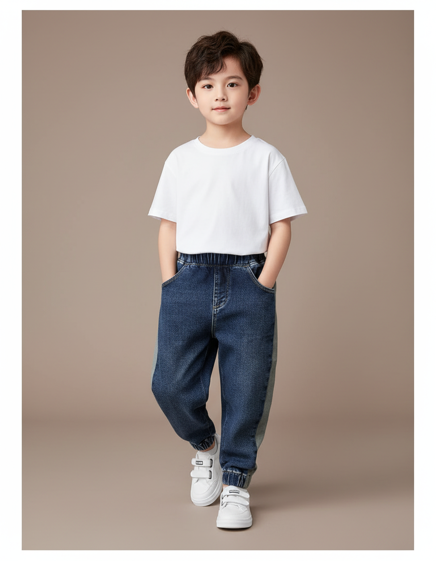 Pantalon Baggy Denim Bleu Ample Garçon Coton - Jean