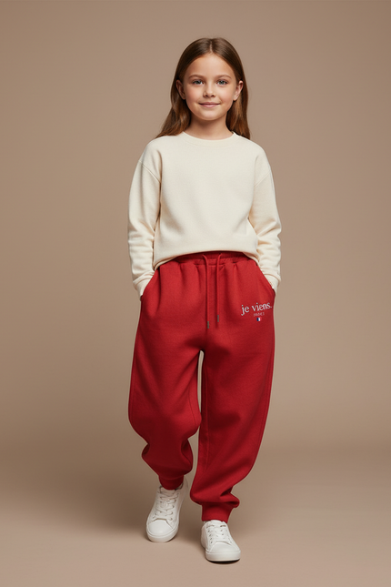 Pantalon Baggy Rouge Molleton Imprimé Ample Enfant