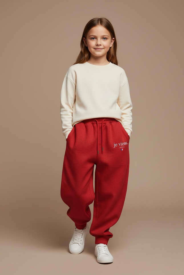Pantalon Baggy Rouge Molleton Imprimé Ample Enfant