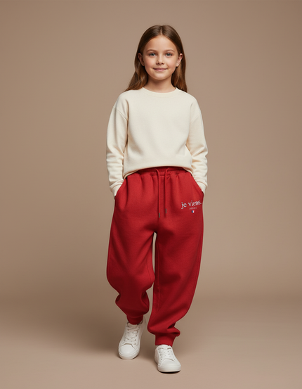 Pantalon Baggy Rouge Molleton Imprimé Ample Enfant