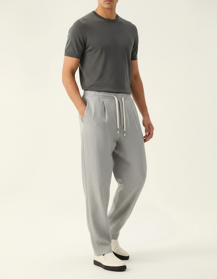 Pantalon Baggy Gris Clair Ample Décontracté Cordon Homme - Molleton