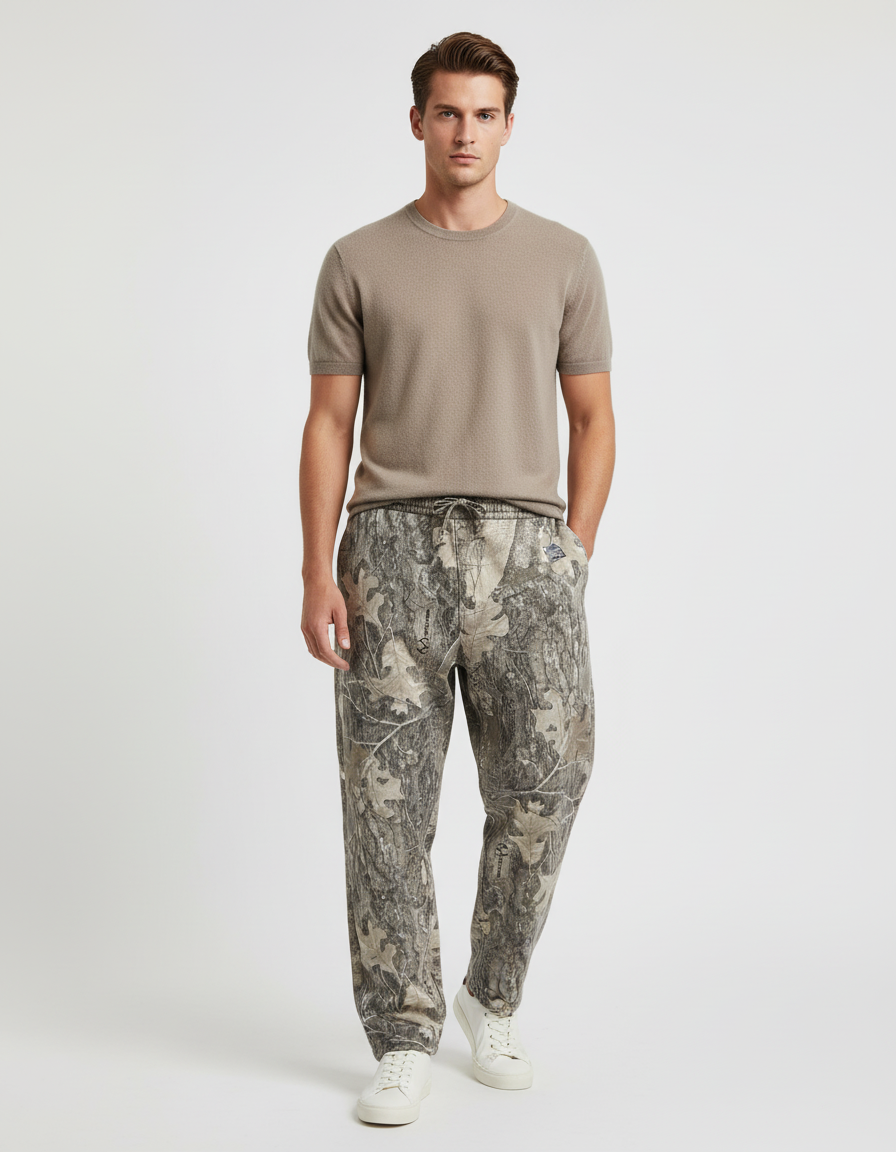 Pantalon Baggy Camouflage Ample Décontracté Cordon Homme - Multicolore Molleton
