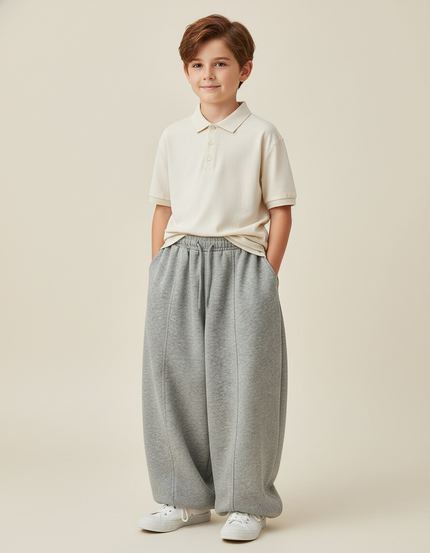Pantalon Baggy Gris Coton Ample Enfant Sport - Molleton