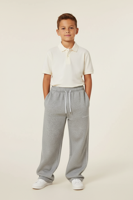 Pantalon Baggy Gris Large Coton Décontracté Enfant - Molleton