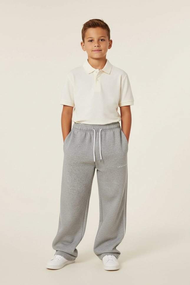 Pantalon Baggy Gris Large Coton Décontracté Enfant - Molleton
