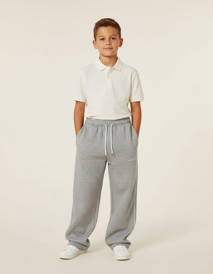 Pantalon Baggy Gris Large Coton Décontracté Enfant - Molleton