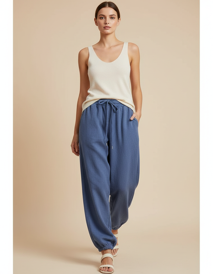 Pantalon Baggy Bleu Décontracté Molletonné Ample Confortable