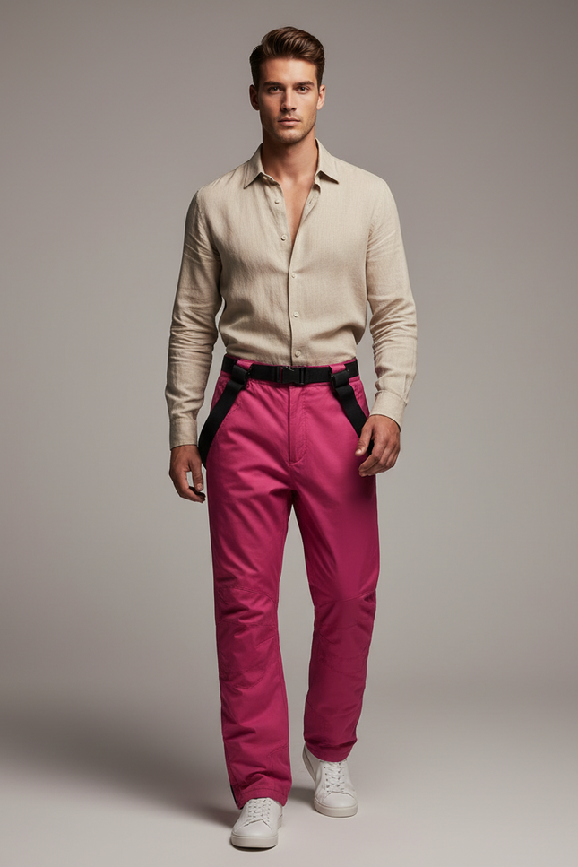Pantalon Baggy Rose Bretelles Ski Imperméable Homme - Polyester