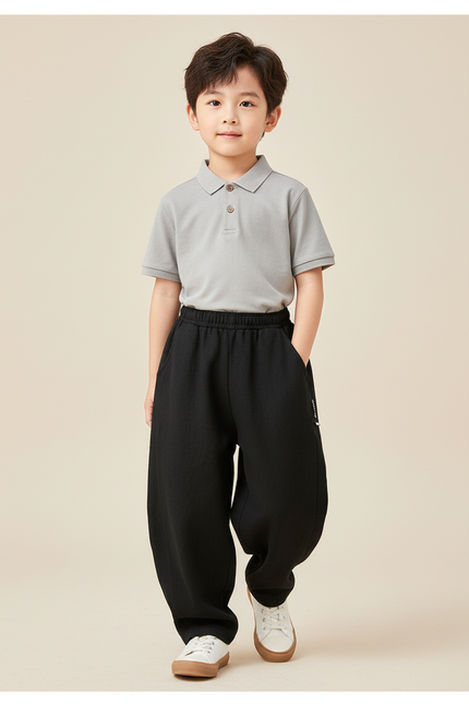 Pantalon Baggy Garçon Noir Jogging - Molleton