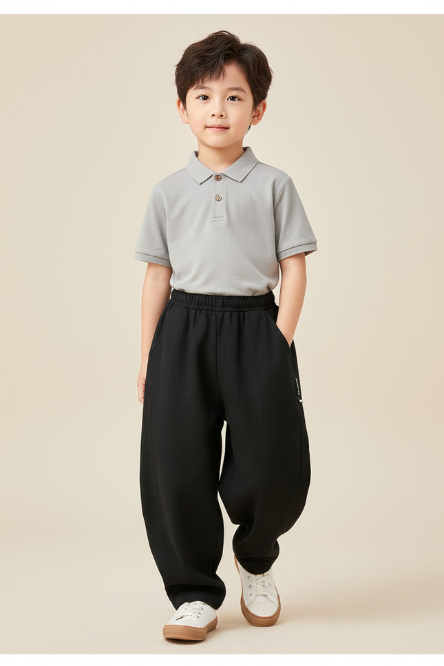 Pantalon Baggy Garçon Noir Jogging - Molleton