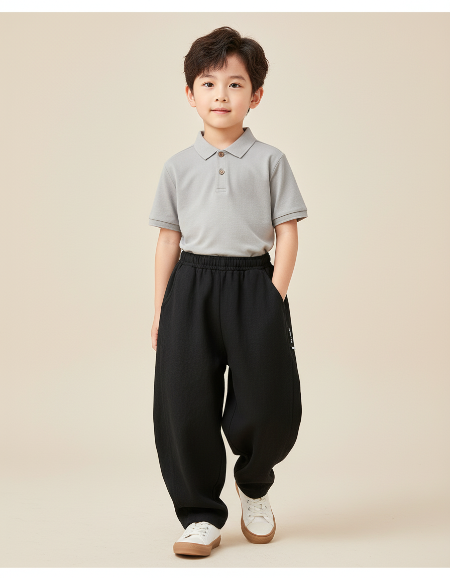Pantalon Baggy Garçon Noir Jogging - Molleton