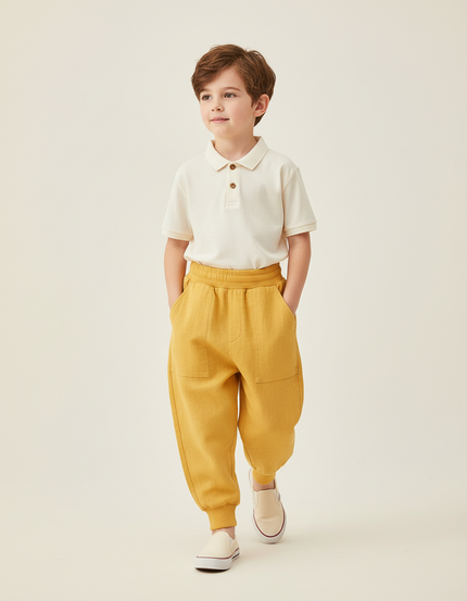 Pantalon Baggy Jaune Ample Décontracté Coton Enfant Sport - Molleton