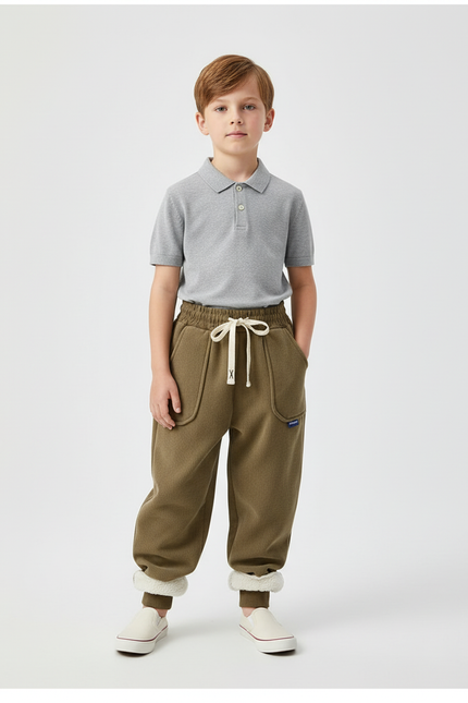 Pantalon Baggy Kaki Molletonné Chaud Doublé Hiver