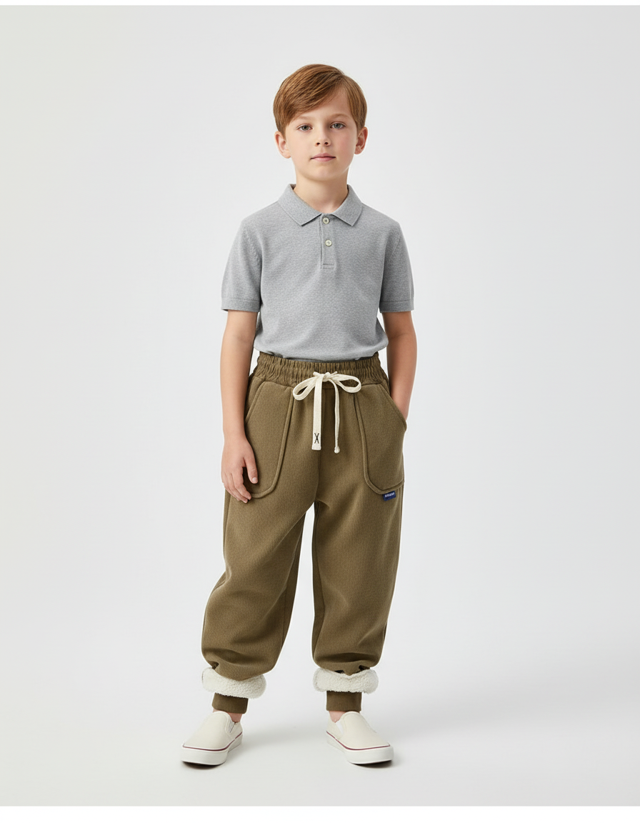 Pantalon Baggy Kaki Molletonné Chaud Doublé Hiver