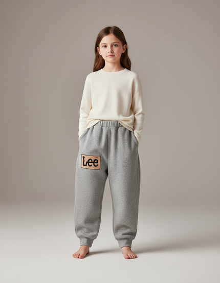 Pantalon Baggy Gris Molletonné Ample Lettre Enfant
