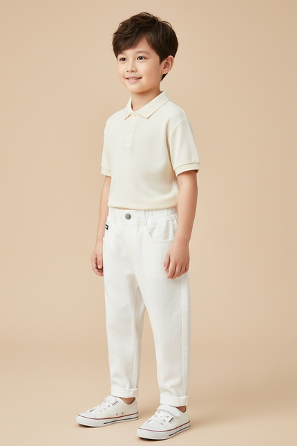 Pantalon Baggy Blanc Coton Ample Enfant Décontracté