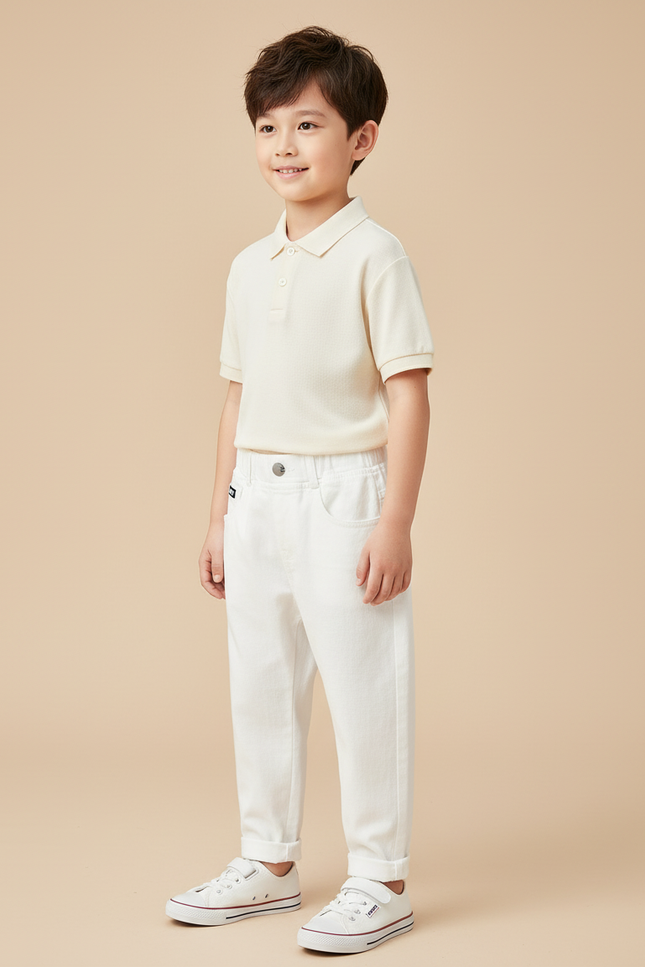 Pantalon Baggy Blanc Coton Ample Enfant Décontracté