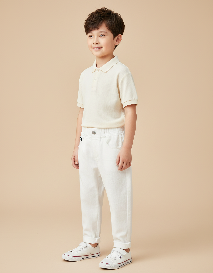 Pantalon Baggy Blanc Coton Ample Enfant Décontracté