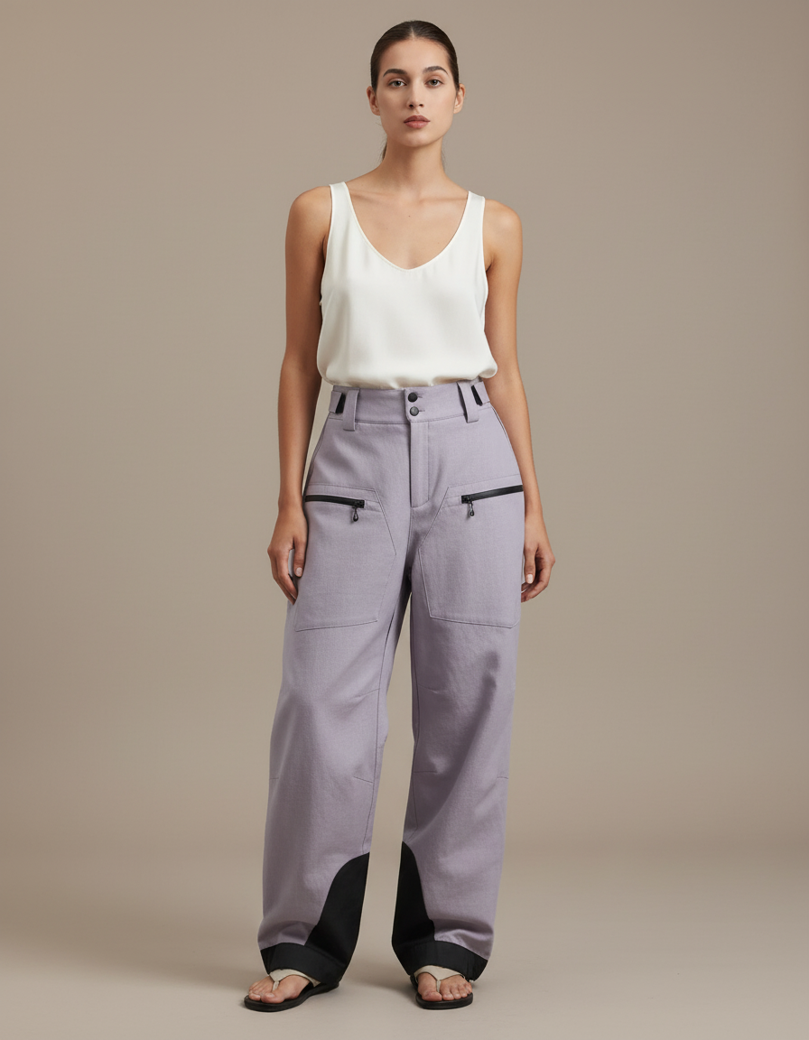 Pantalon Baggy Violet Imperméable Hiver Ski Femme - Gabardine