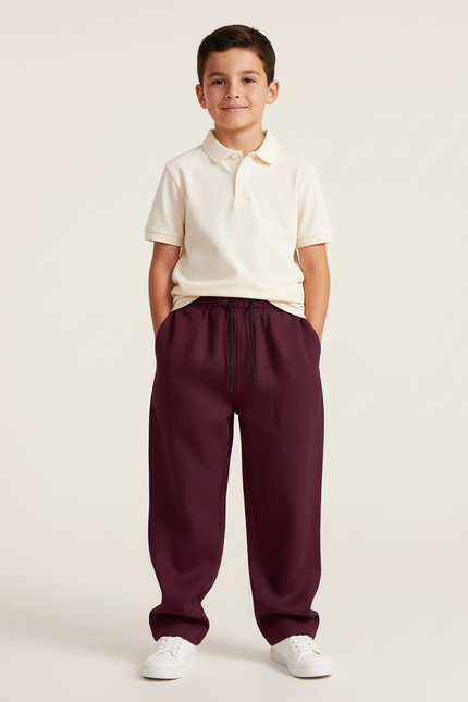 Pantalon Baggy Bordeaux Molleton Ample Sport Décontracté
