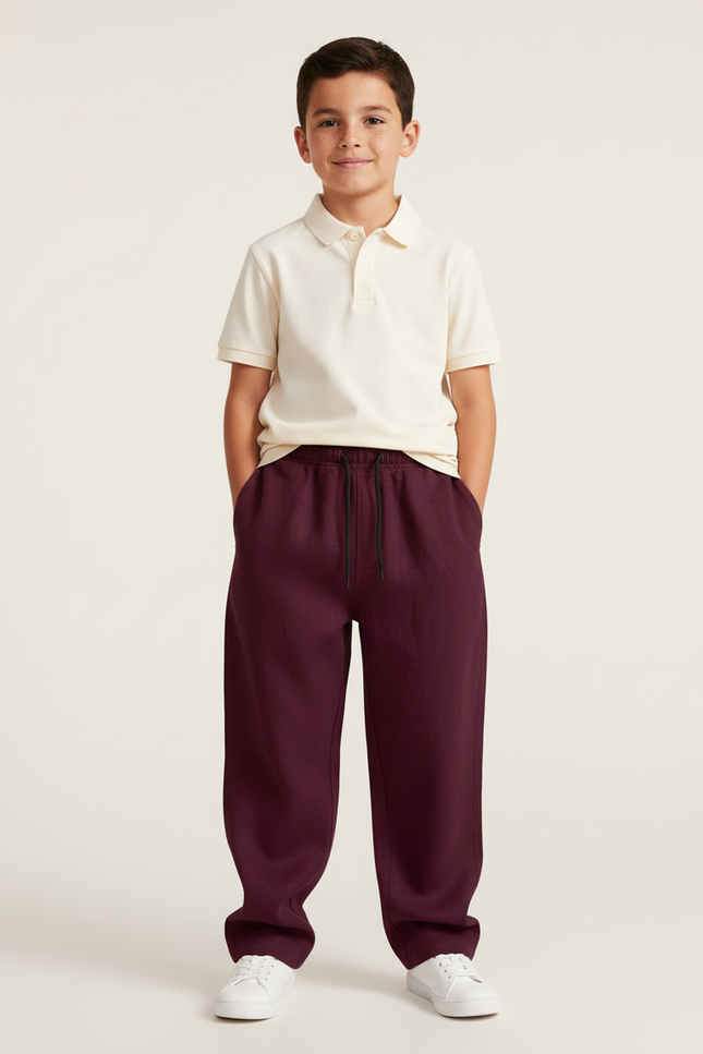 Pantalon Baggy Bordeaux Molleton Ample Sport Décontracté