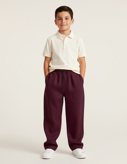 Pantalon Baggy Bordeaux Molleton Ample Sport Décontracté