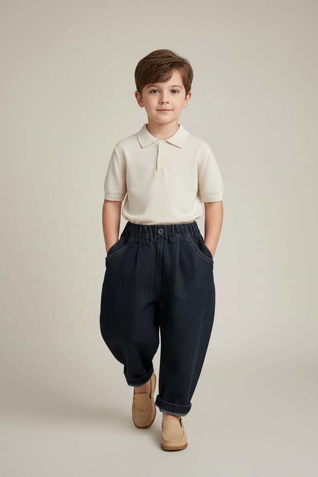 Pantalon Baggy Denim Bleu Ample Garçon Confortable - Marine Jean
