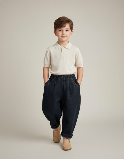 Pantalon Baggy Denim Bleu Ample Garçon Confortable - Marine Jean
