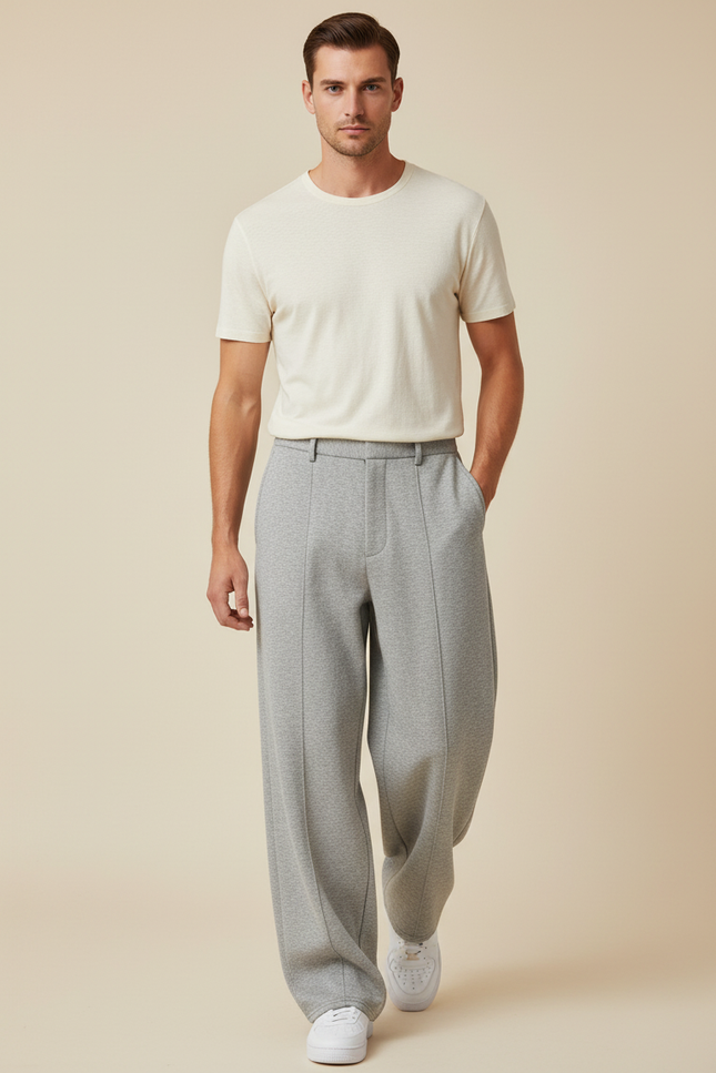 Pantalon Baggy Gris Clair Ample Sport Décontracté - Molleton