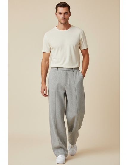 Pantalon Baggy Gris Clair Ample Sport Décontracté - Molleton