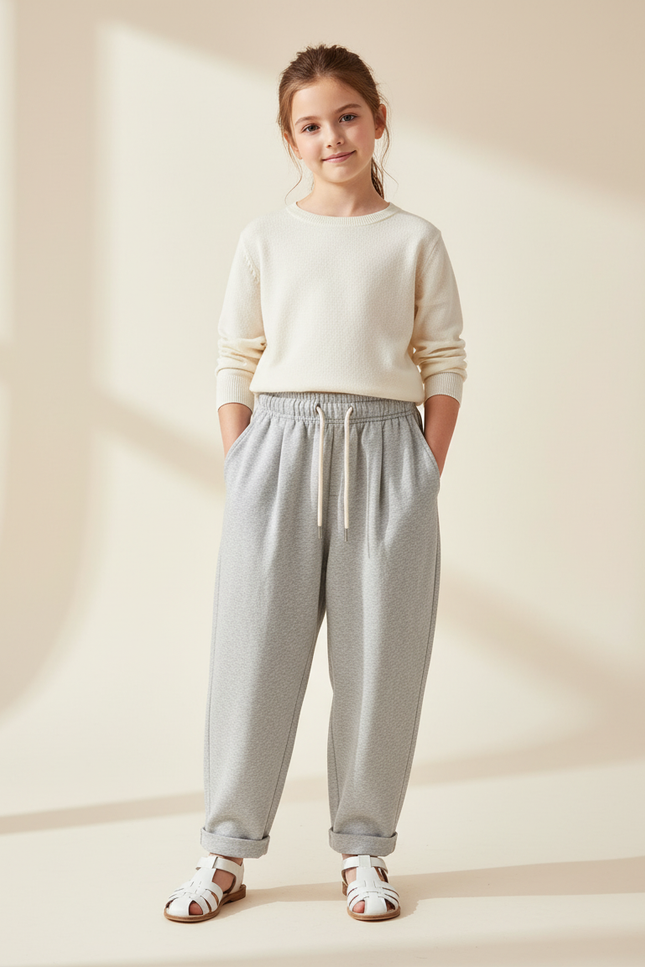 Pantalon Baggy Gris Élastique Droit Enfant - Molleton