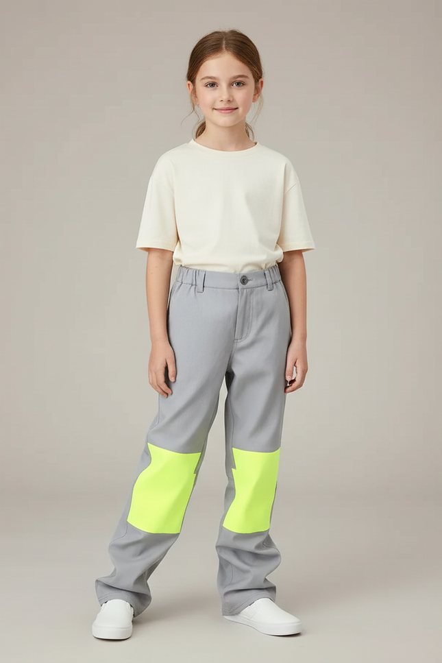 Pantalon Baggy Gris Fluo Décontracté Enfant - Gabardine