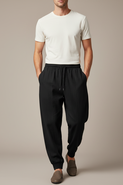 Pantalon Baggy Noir Ample Coton Homme Sport Décontracté