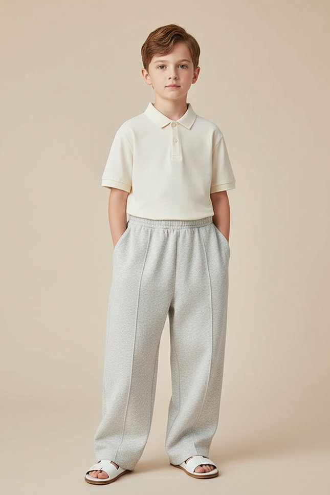Pantalon Baggy Gris Ample Coton Enfant Décontracté Doux - Molleton