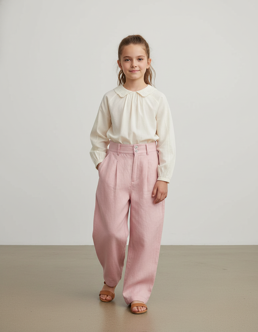 Pantalon Baggy Rose Lin Ample Confortable Enfant