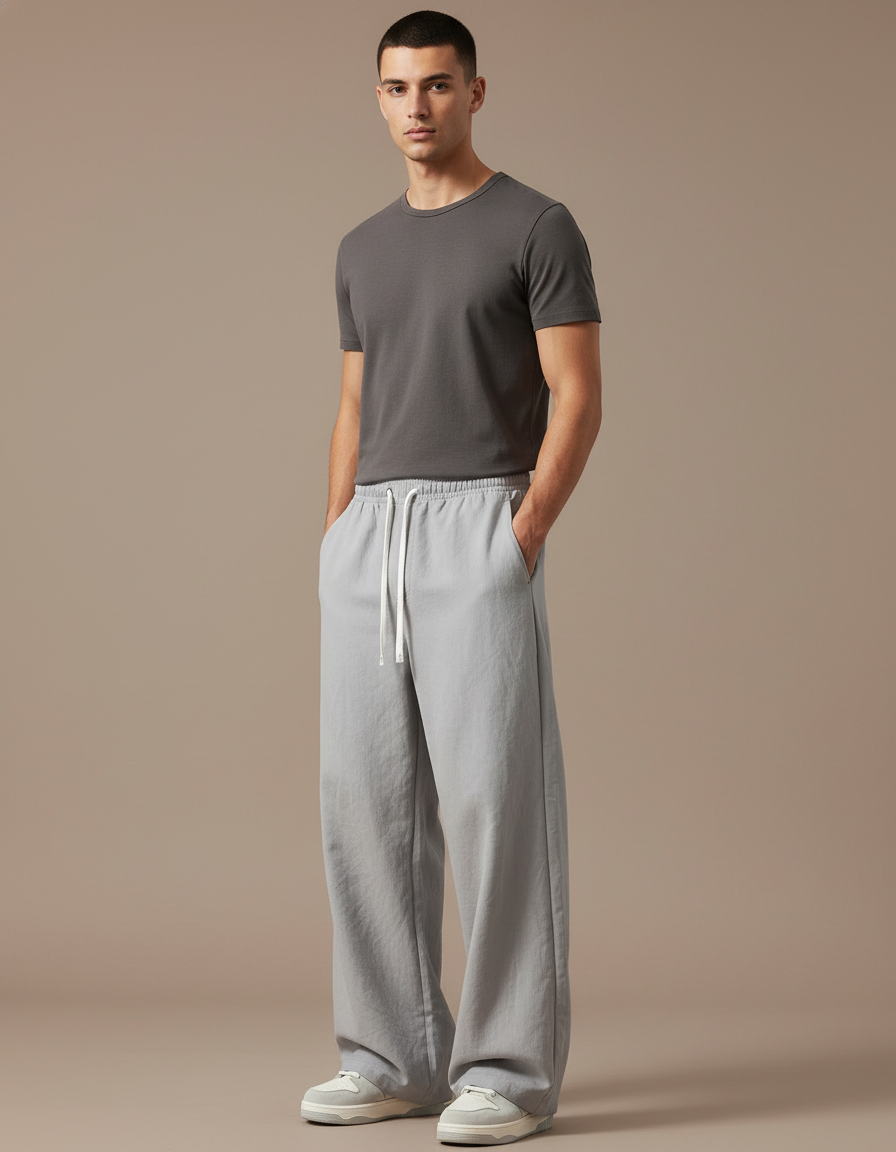 Pantalon Baggy Fluide - Gris Lin