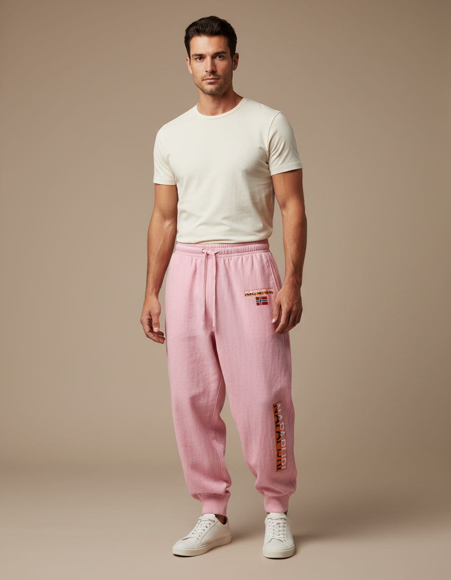 Pantalon Baggy Rose Imprimé Cordon Molleton Homme