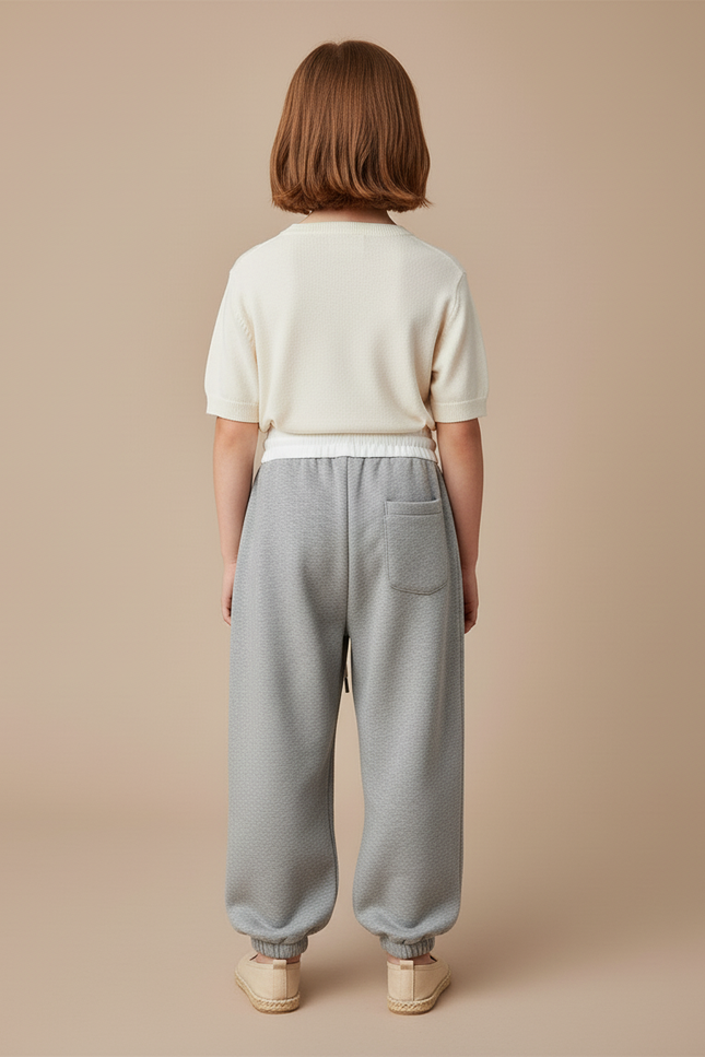 Pantalon Baggy Gris Ample Confortable Cordon Fille - Molleton - vue 2